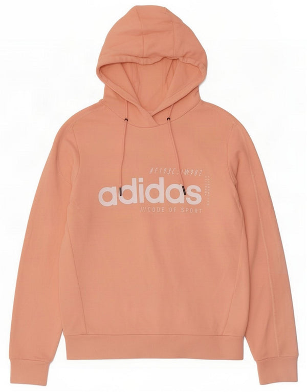 Adidas Womens Graphic Hoodie Jumper UK 12/14 Algodão rosa médio