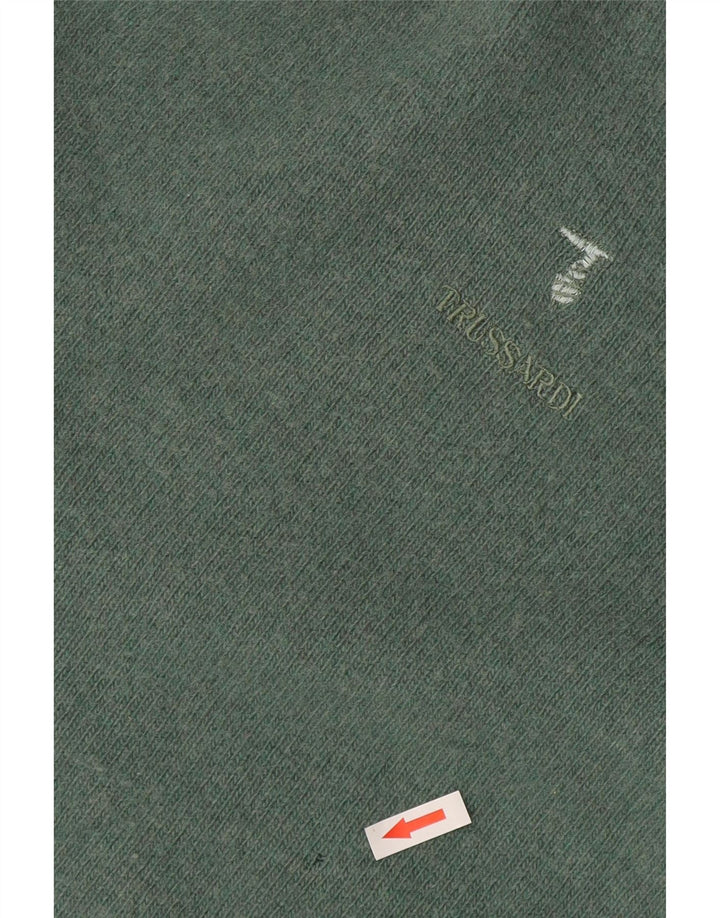 Suéter masculino Trussardi com gola redonda e lã verde médio