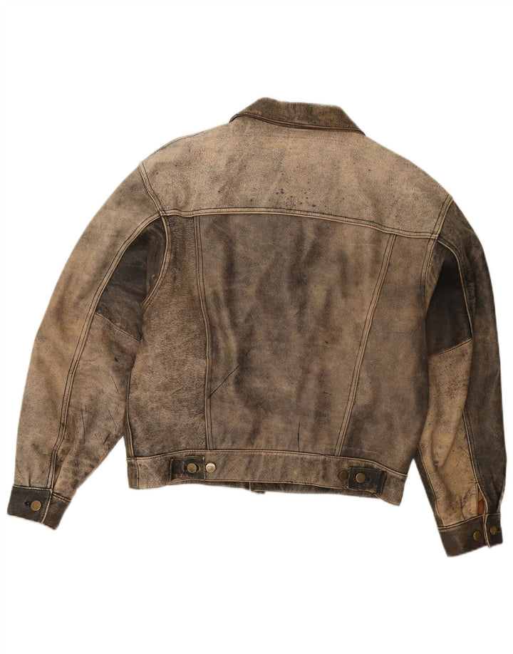 Jaqueta de couro masculina Trapper IT 50 grande bege