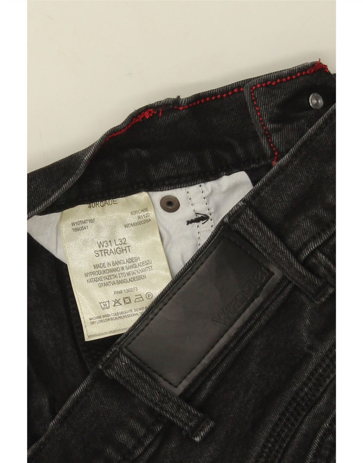 Wrangler Mens Straight Jeans W31 L32 Algodão Preto