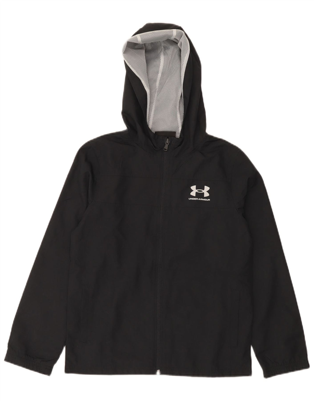 Jaqueta de chuva com capuz para meninos Under Armour 9-10 anos poliéster preto médio