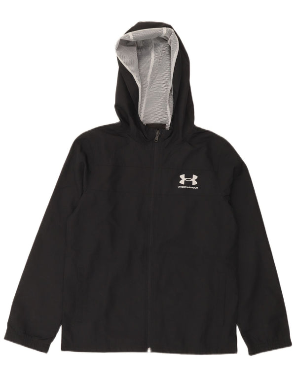 Jaqueta de chuva com capuz para meninos Under Armour 9-10 anos poliéster preto médio