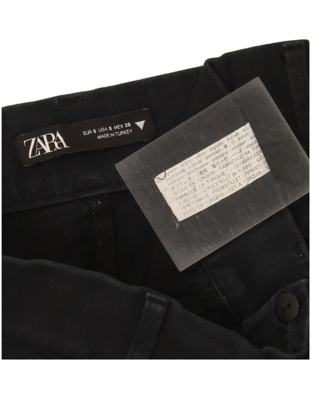 Zara Jeans recortados femininos pequenos W26 L24 algodão azul marinho