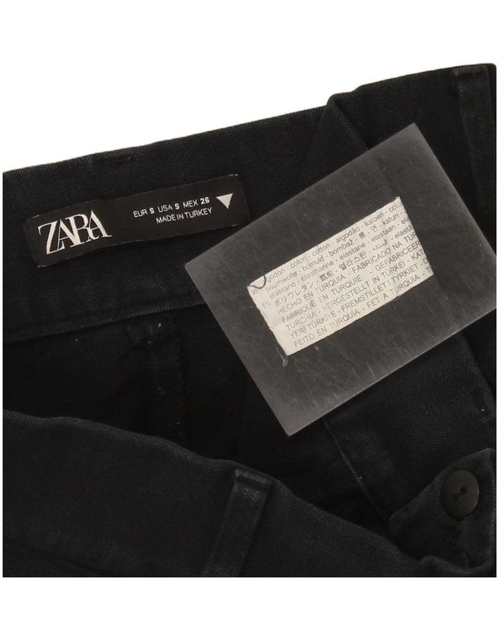 Zara Jeans recortados femininos pequenos W26 L24 algodão azul marinho