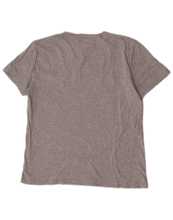 Camiseta feminina Tommy Hilfiger de manga curta com estampa gráfica grande algodão cinza