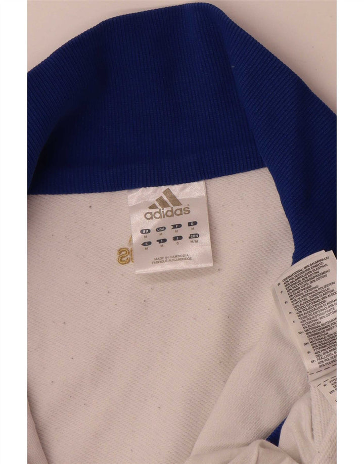 Adidas Mens Tracksuit Top Jacket Médio Branco Colourblock Algodão