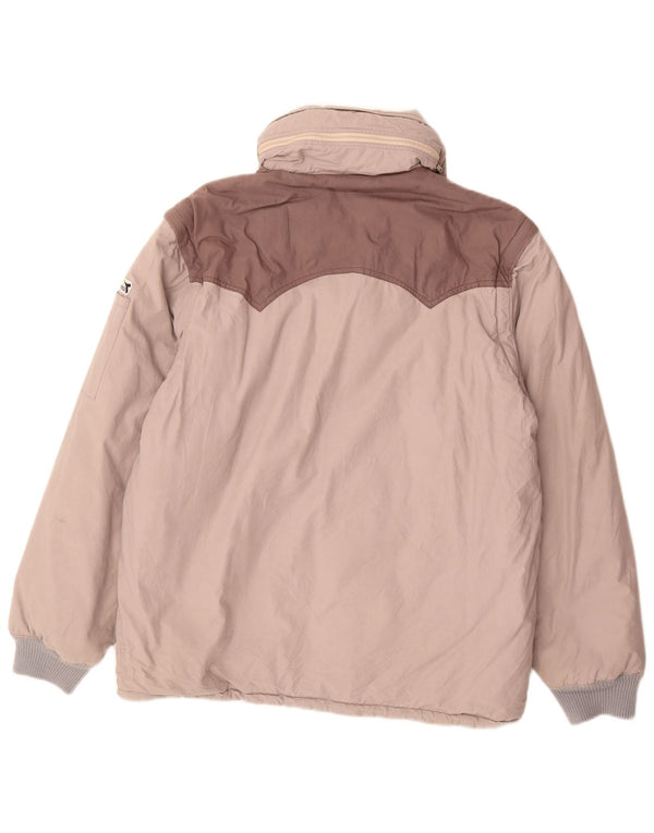 Jaqueta utilitária masculina Diadora com capuz UK 40 grande cinza colorblock algodão