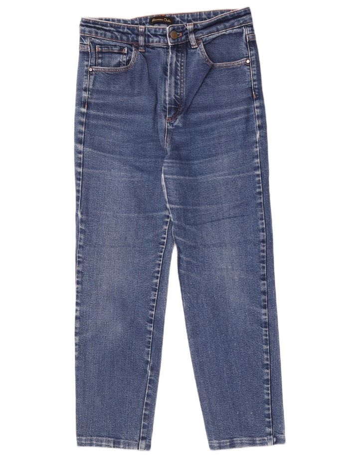Jeans femininos cortados de cintura alta Massimo Dutti UE 40 médio W30 L26 azul