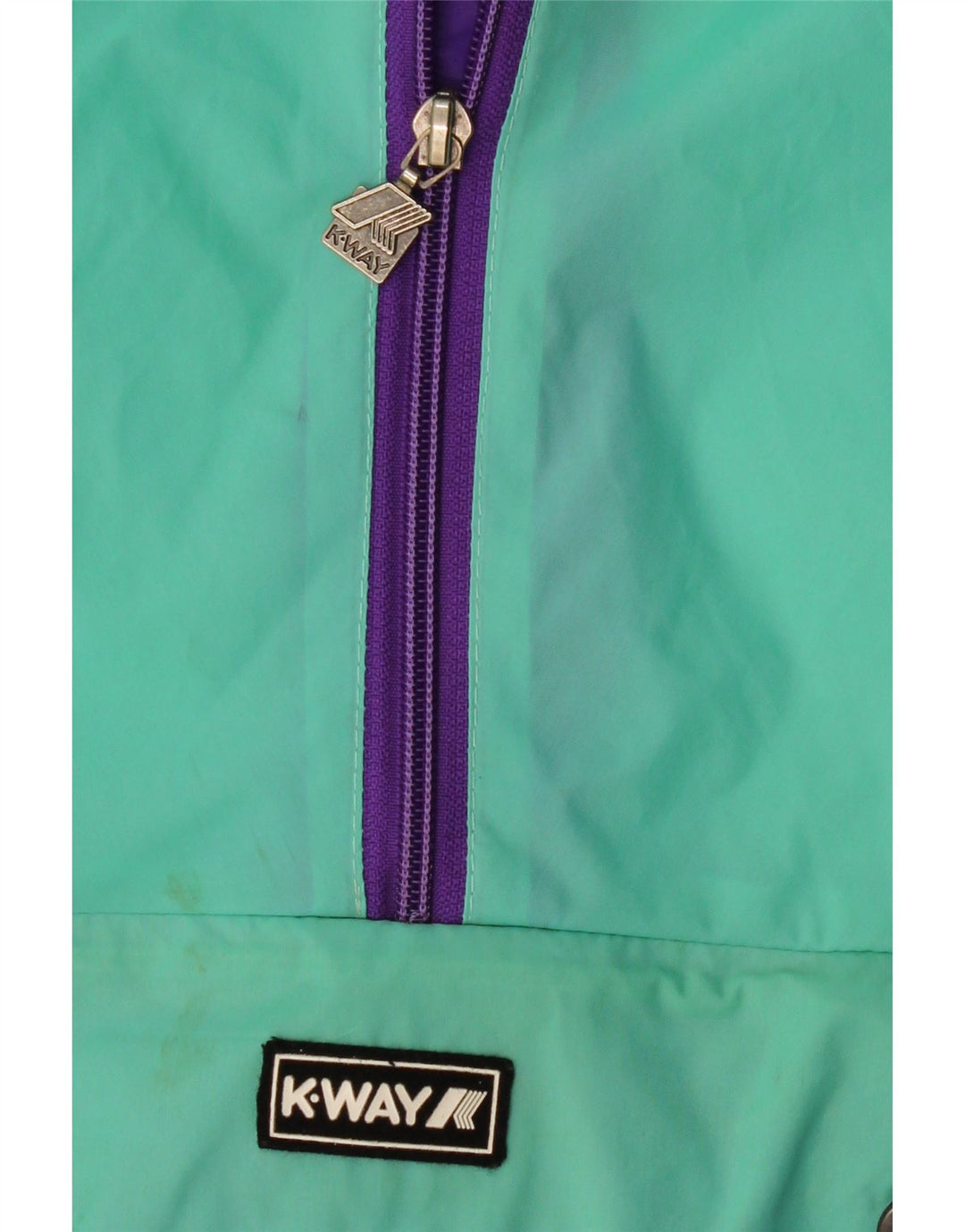 Jaqueta de chuva com capuz para meninas K-WAY 8-9 anos verde colorblock