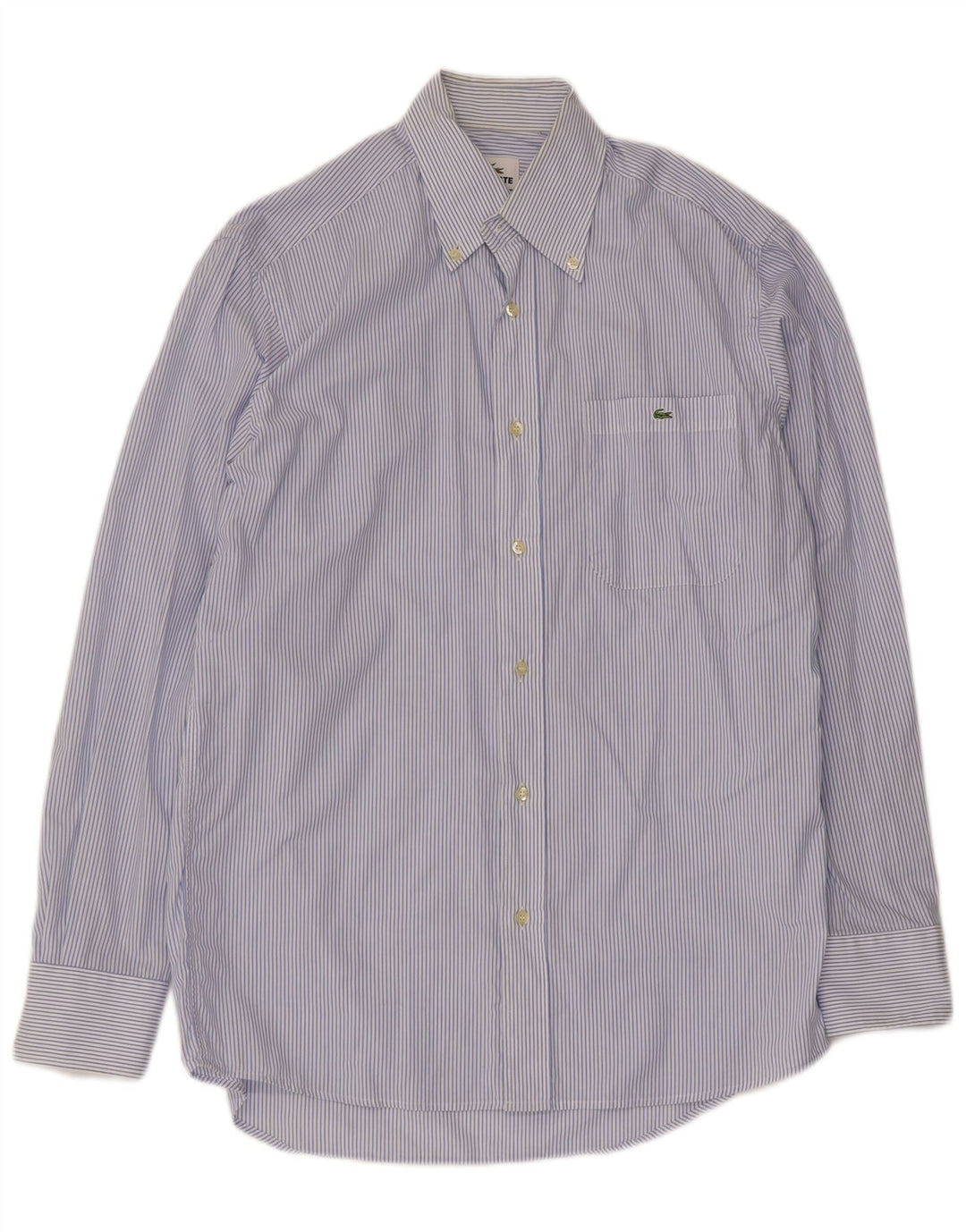 Camisa masculina Lacoste tamanho 39 algodão listrado azul médio