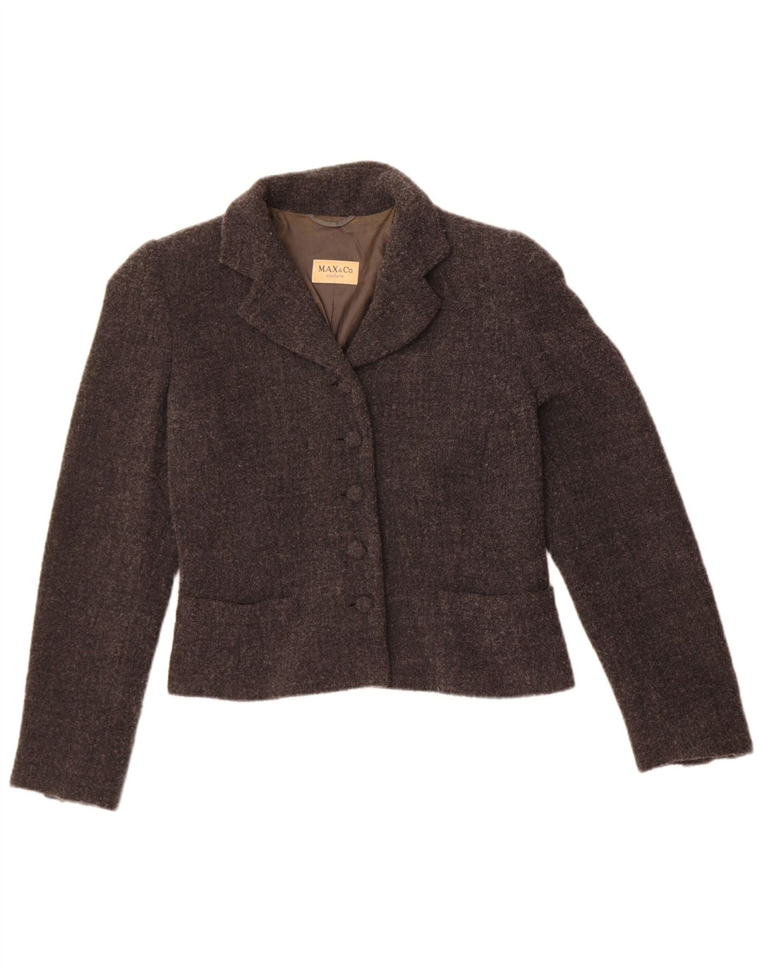 Jaqueta blazer feminina de 5 botões Max & Co. Reino Unido 12 lã cinza médio