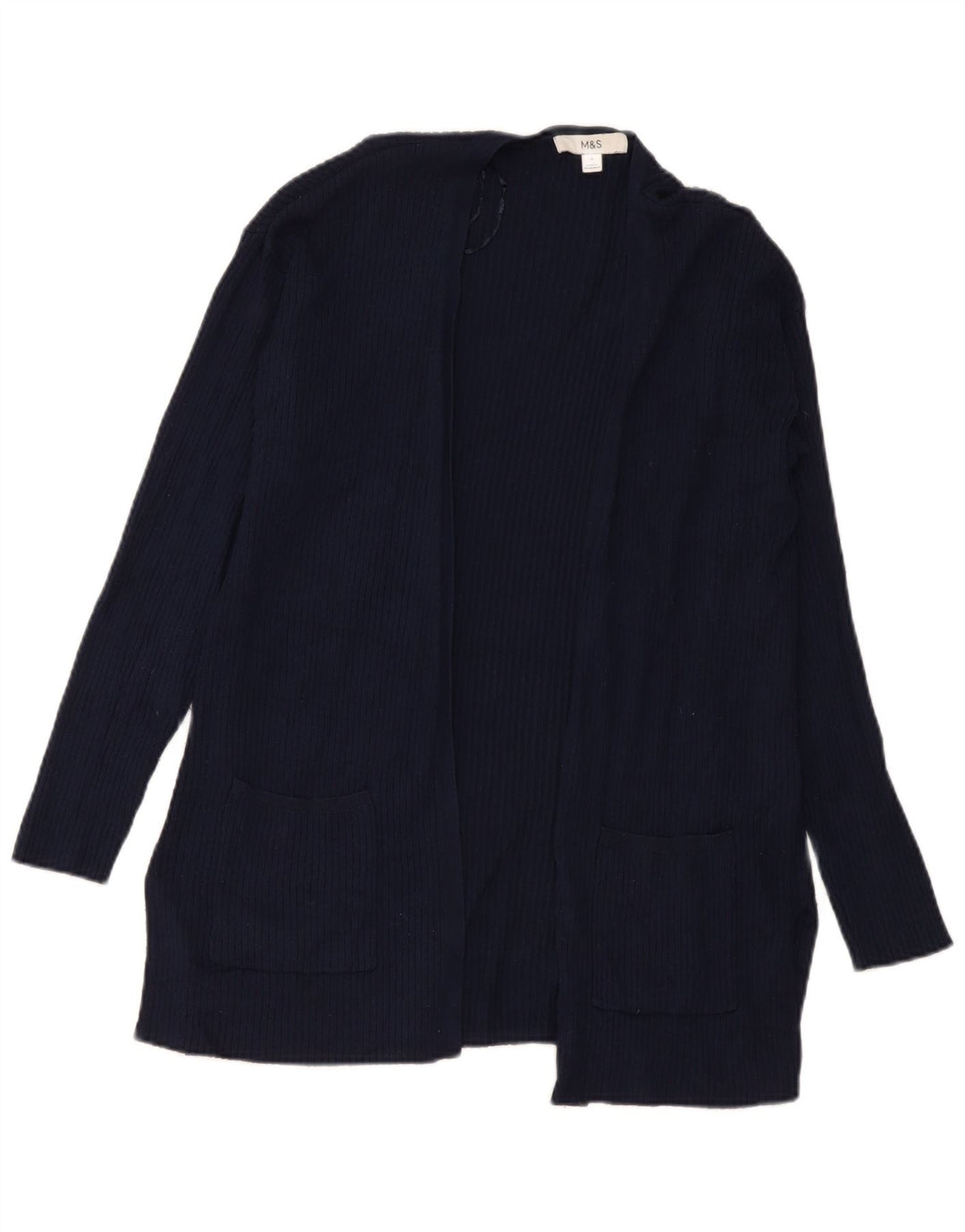 Suéter cardigã feminino Longline da Marks & Spencer Reino Unido 14 médio azul marinho