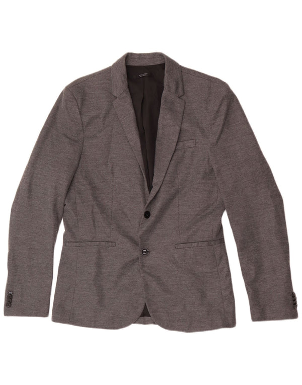 Jaqueta blazer masculina Zara com 2 botões UK 40 poliéster cinza grande