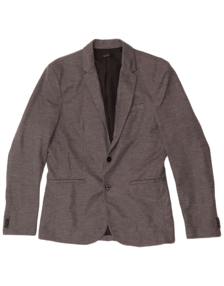 Jaqueta blazer masculina Zara com 2 botões UK 40 poliéster cinza grande