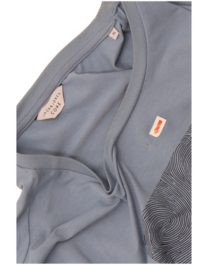 Camiseta gráfica masculina Jack & Jones Top XL algodão azul