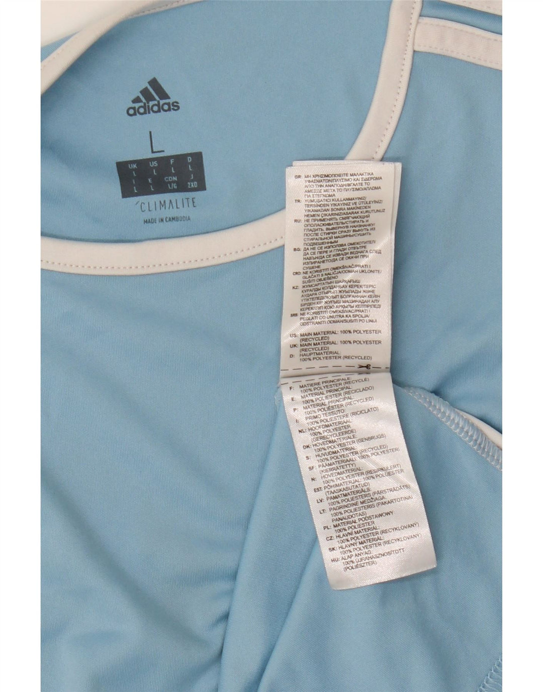 Adidas Mens Climalite Camiseta Top Grande Azul Colorblock Poliéster
