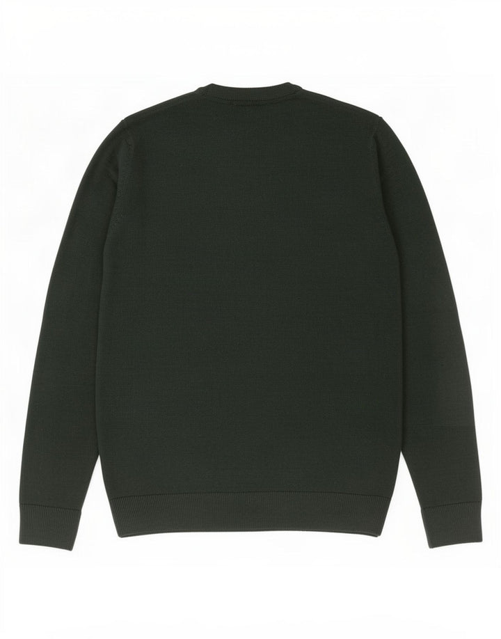 Suéter masculino Marks & Spencer com gola redonda, verde médio, Natal