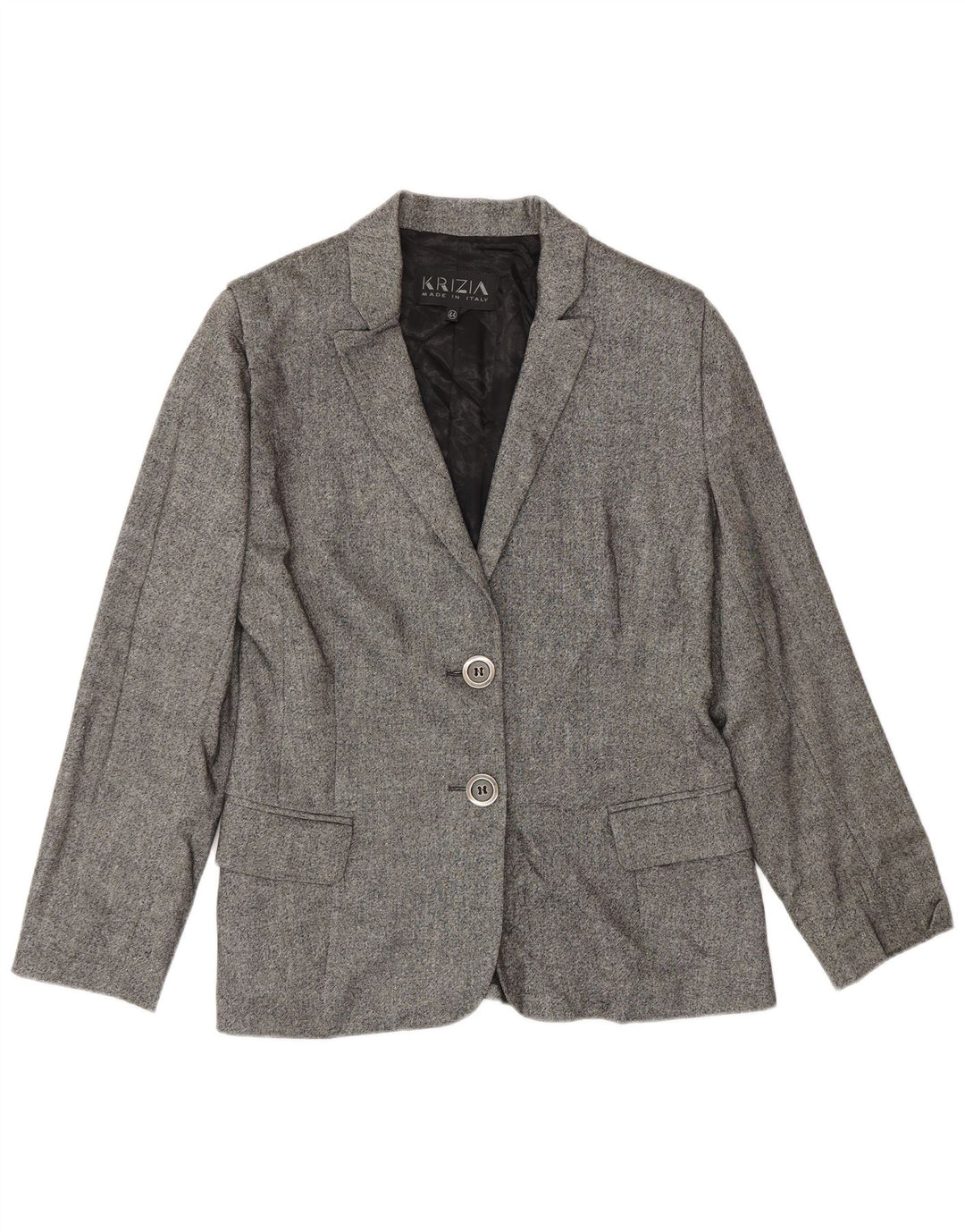 Jaqueta blazer feminina de 2 botões Krizia IT 44 lã cinza médio