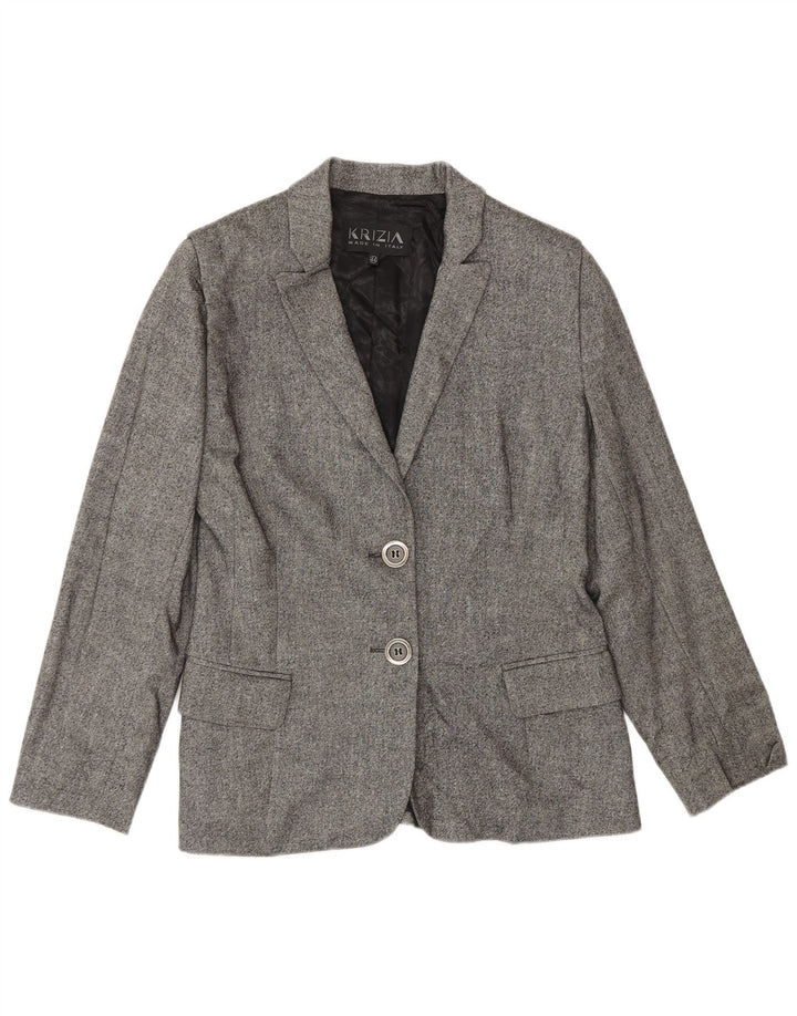 Jaqueta blazer feminina de 2 botões Krizia IT 44 lã cinza médio