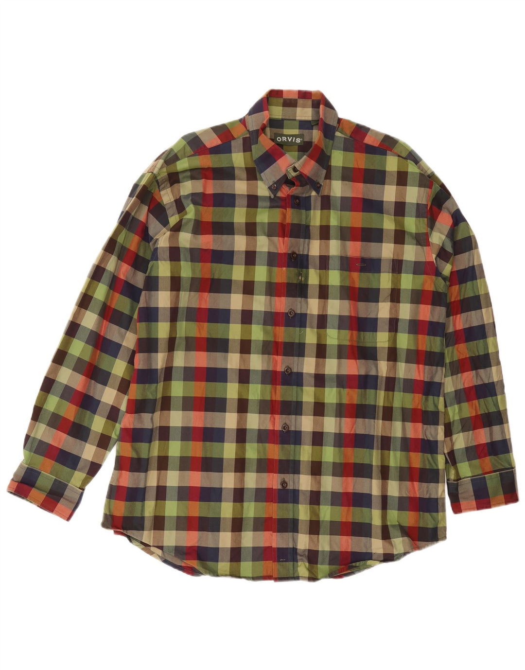 Camisa masculina Orvis XL verde xadrez algodão