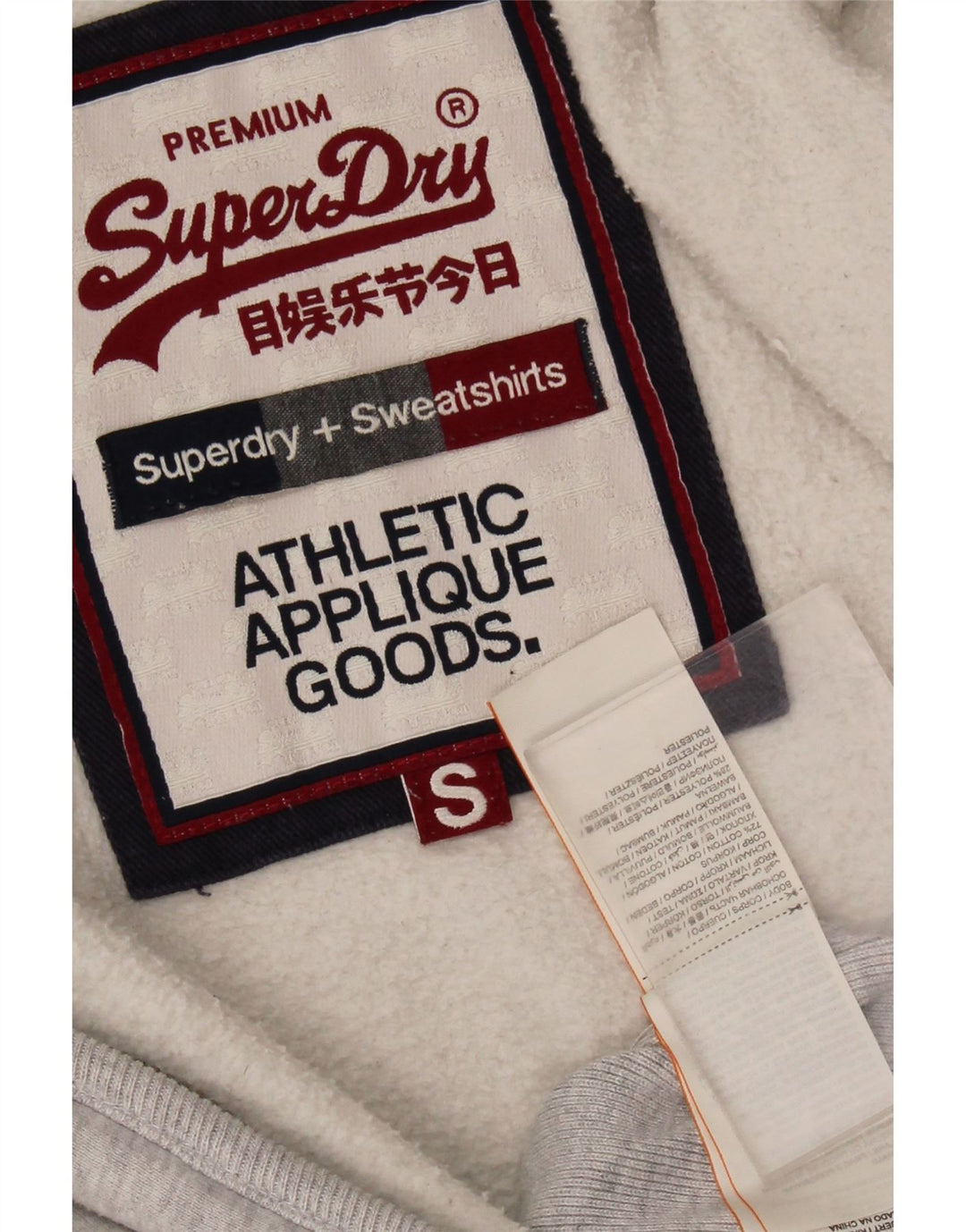 Suéter masculino SUPERDRY com capuz e zíper gráfico pequeno algodão cinza