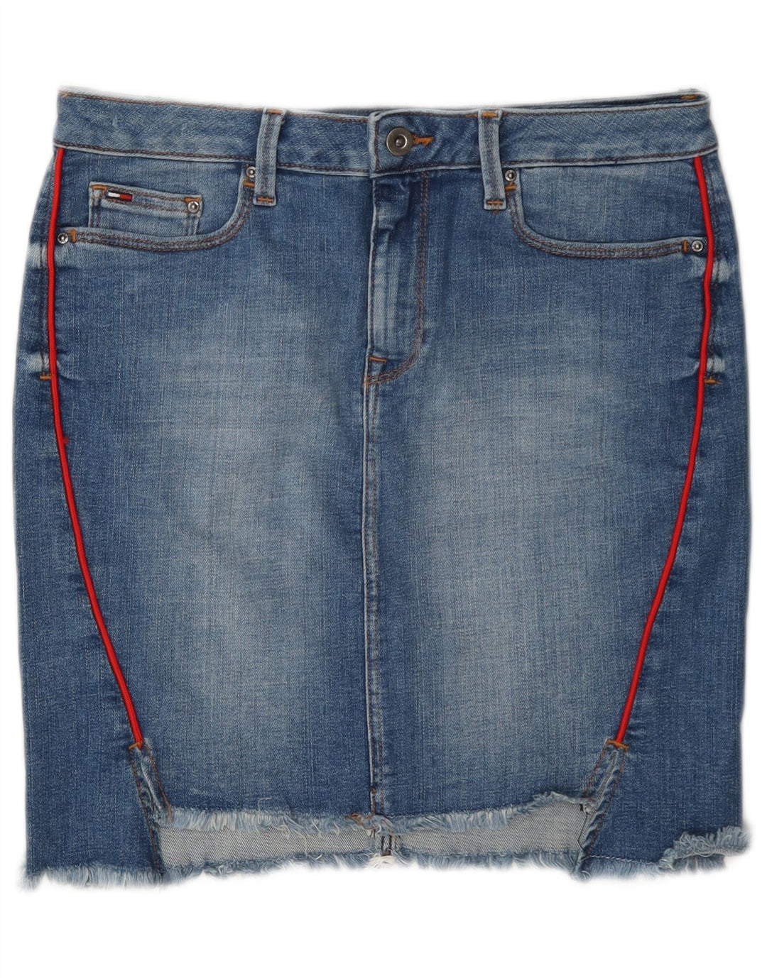 Mini saia jeans feminina Tommy Hilfiger médio W28 algodão azul