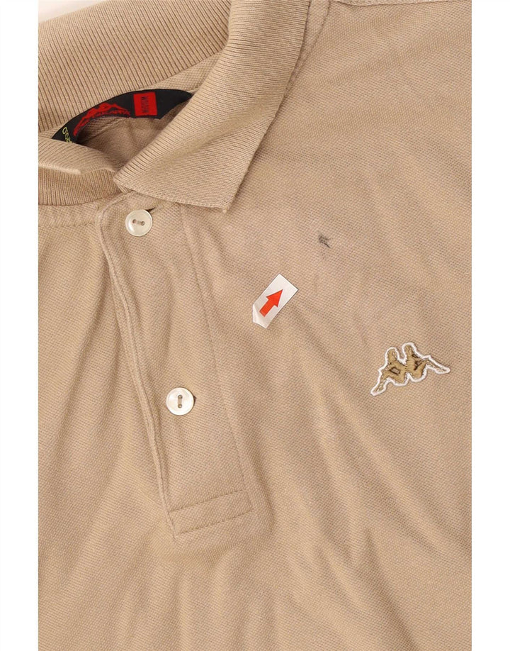 Camisa polo masculina de manga comprida Kappa algodão bege médio