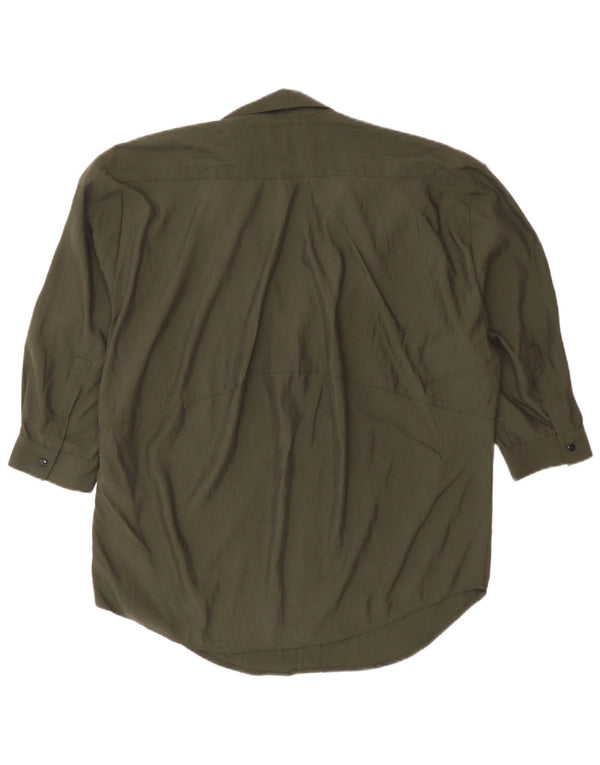 Pulôver feminino Zara manga 3/4 oversized Reino Unido 6 XS cáqui Lyocell