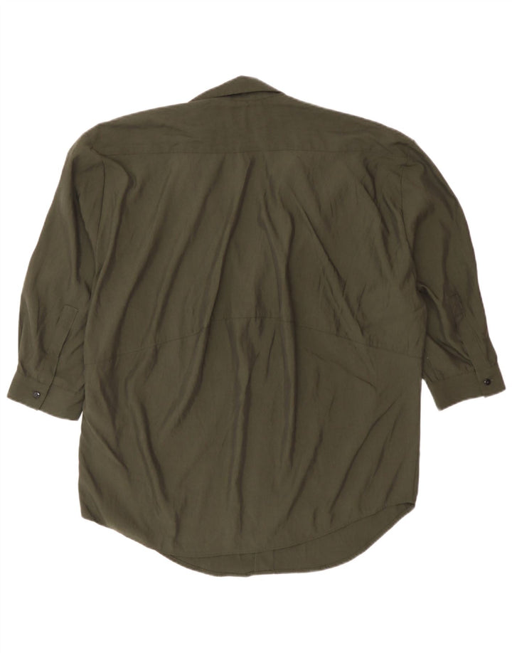 Pulôver feminino Zara manga 3/4 oversized Reino Unido 6 XS cáqui Lyocell