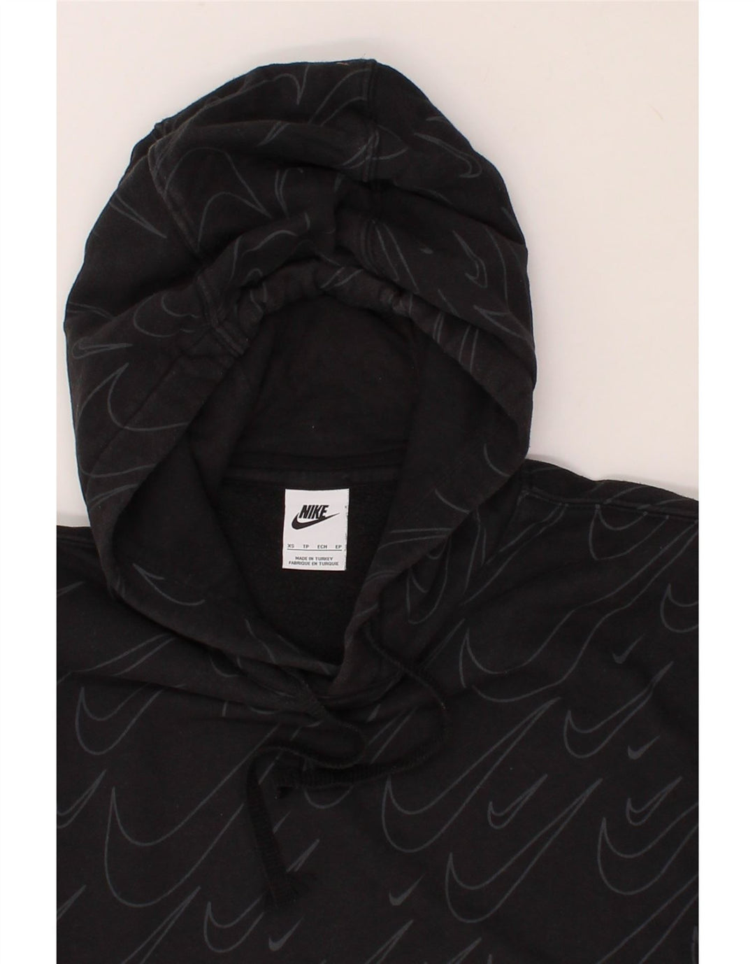 NIKE Womens Oversized Graphic Hoodie Jumper UK 6 XS Black Cotton Vintage Nike and Second-Hand Nike from Messina Hembry 