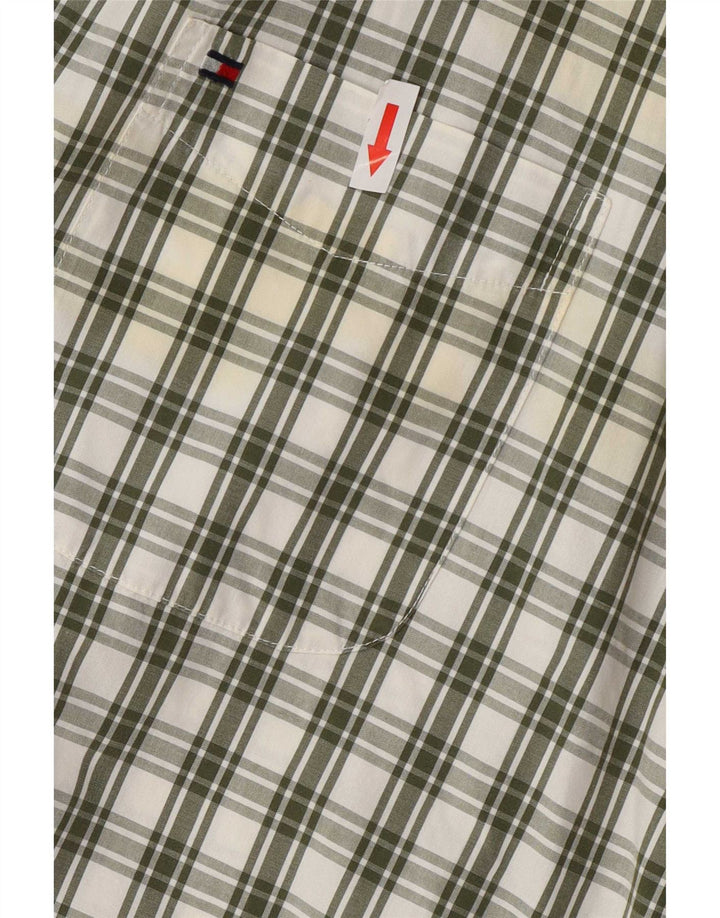 Camisa masculina Tommy Hilfiger grande xadrez verde algodão