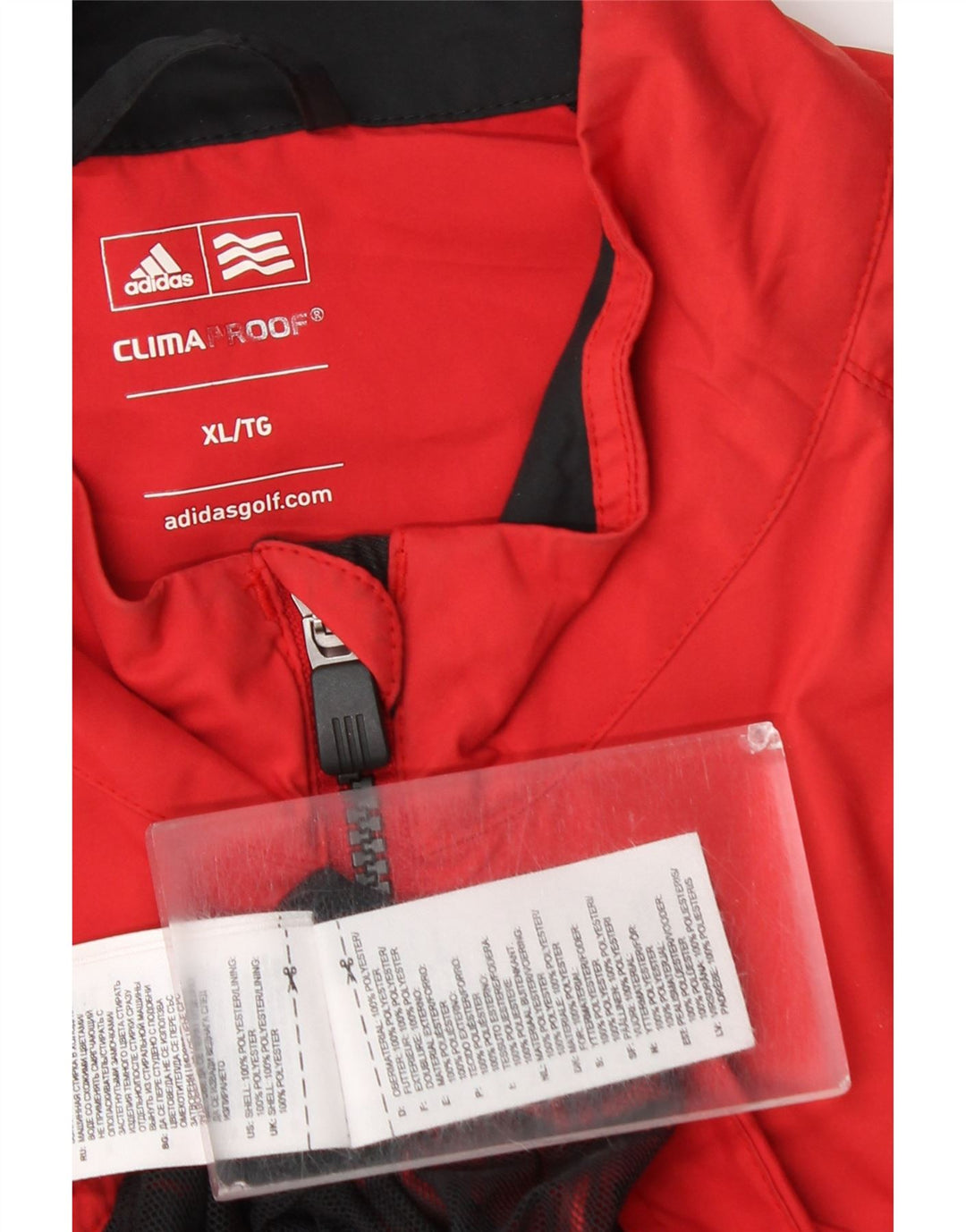 Adidas Mens Clima Proof Rain Jacket UK 42 XL Vermelho Colourblock Poliéster