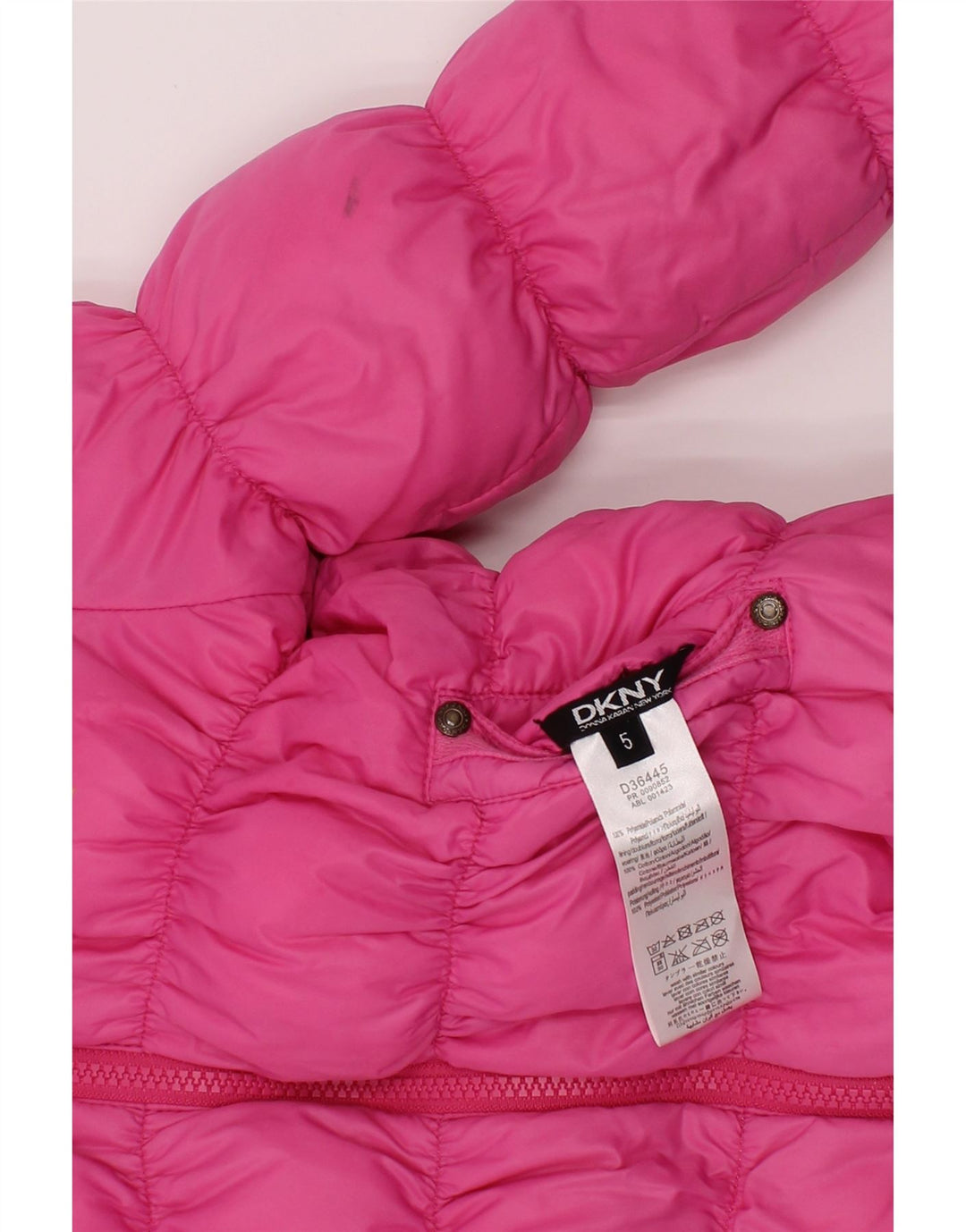 Jaqueta acolchoada reversível com capuz Dkny Girls 4-5 anos poliéster rosa