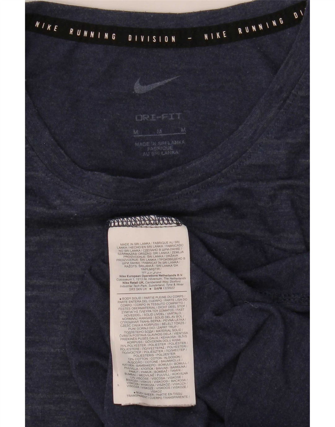 Camiseta masculina Nike Dri Fit Top médio azul marinho listrado poliéster