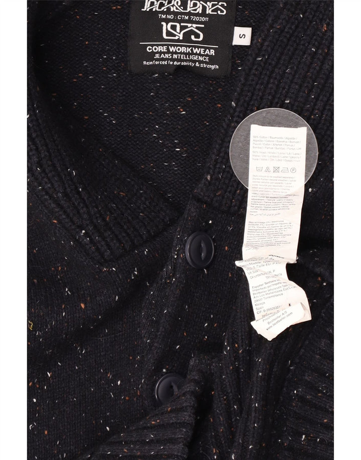 Suéter cardigã masculino Jack & Jones pequeno algodão manchado azul marinho