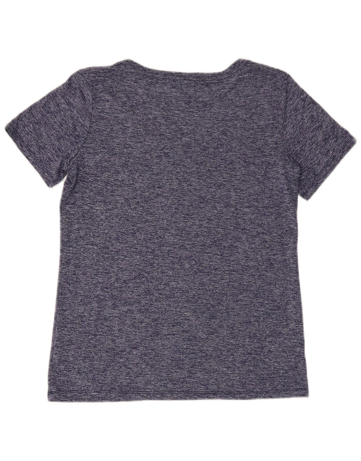 Camiseta feminina Nike Dri Fit Top UK 10 pequena azul marinho manchada de poliéster