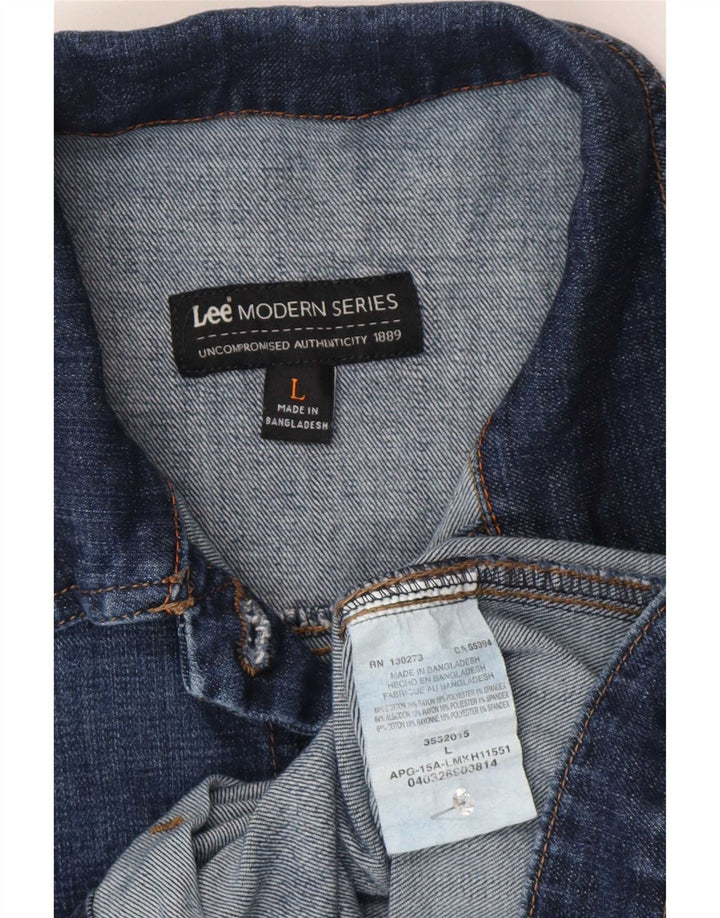 Jaqueta jeans feminina Lee UK 14 grande algodão azul