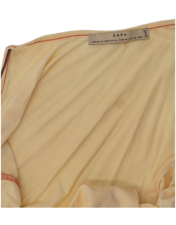 ZARA Womens Crop Cami Top UK 12 Médio Amarelo