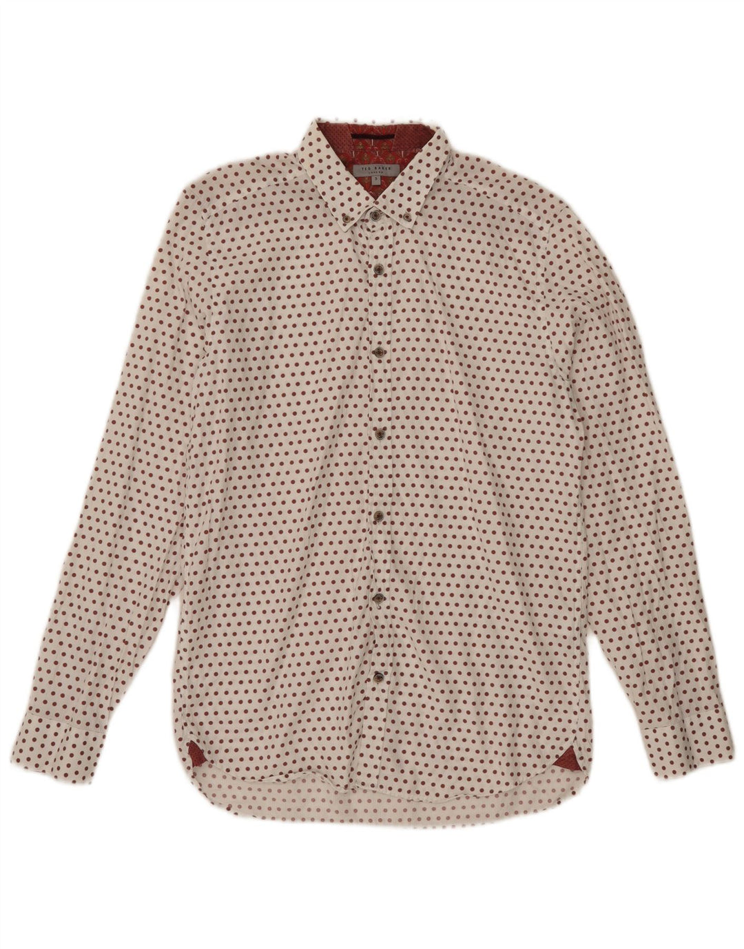 Camisa masculina Ted Baker tamanho 3 algodão manchado branco médio