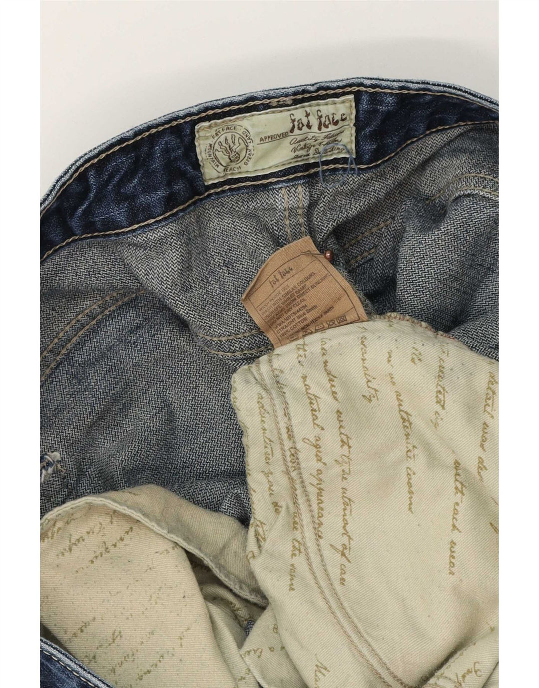 Calça jeans reta masculina Fat Face W36 L34 algodão azul