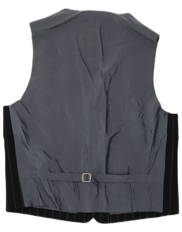 Colete masculino vintage IT 52 grande lã virgem listrada preta