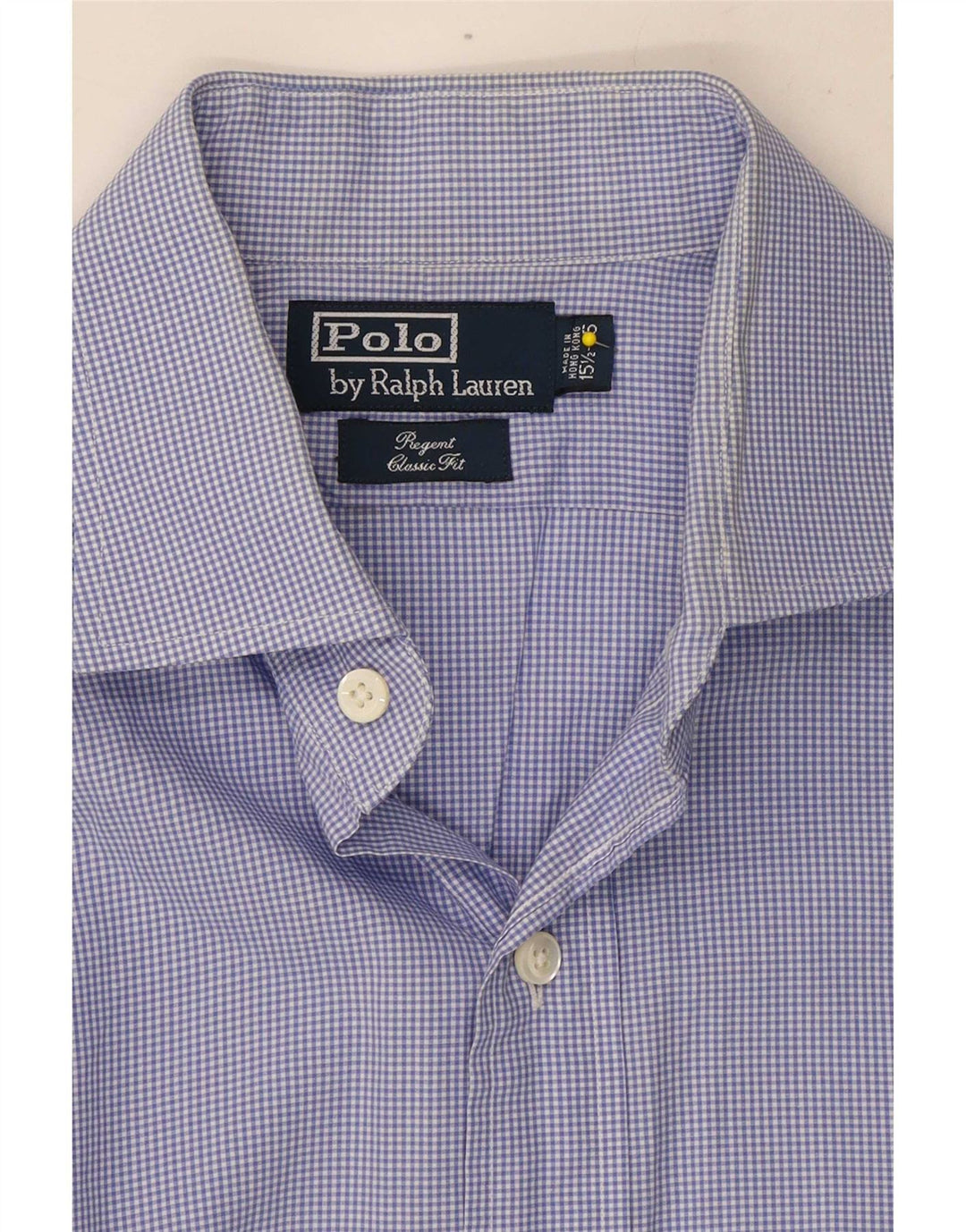 Camisa polo Ralph Lauren masculina Regent tamanho 15 1/2 médio azul guingão