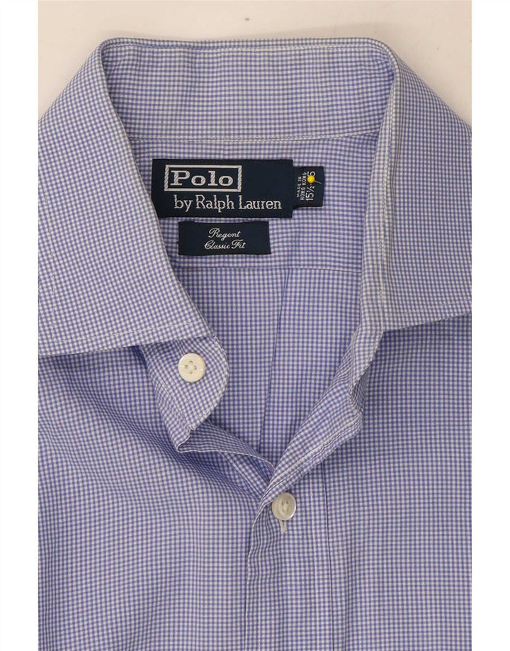 Camisa polo Ralph Lauren masculina Regent tamanho 15 1/2 médio azul guingão