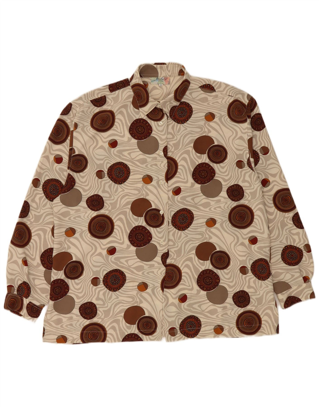 Blusa feminina vintage IT 48 XL poliéster geométrico multicolorido
