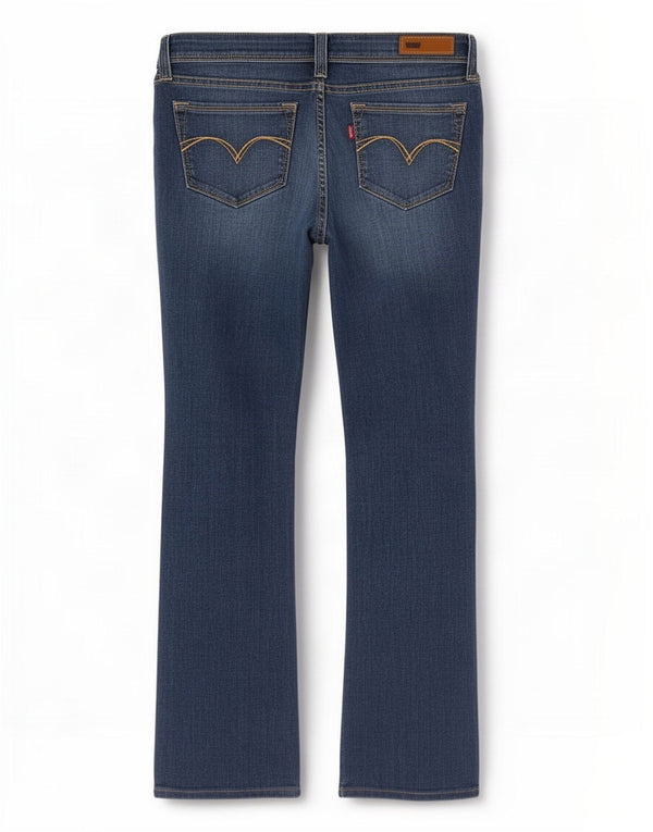 Calça jeans feminina Levi's Demi Curve cintura baixa skinny bootcut W27 L32 azul marinho