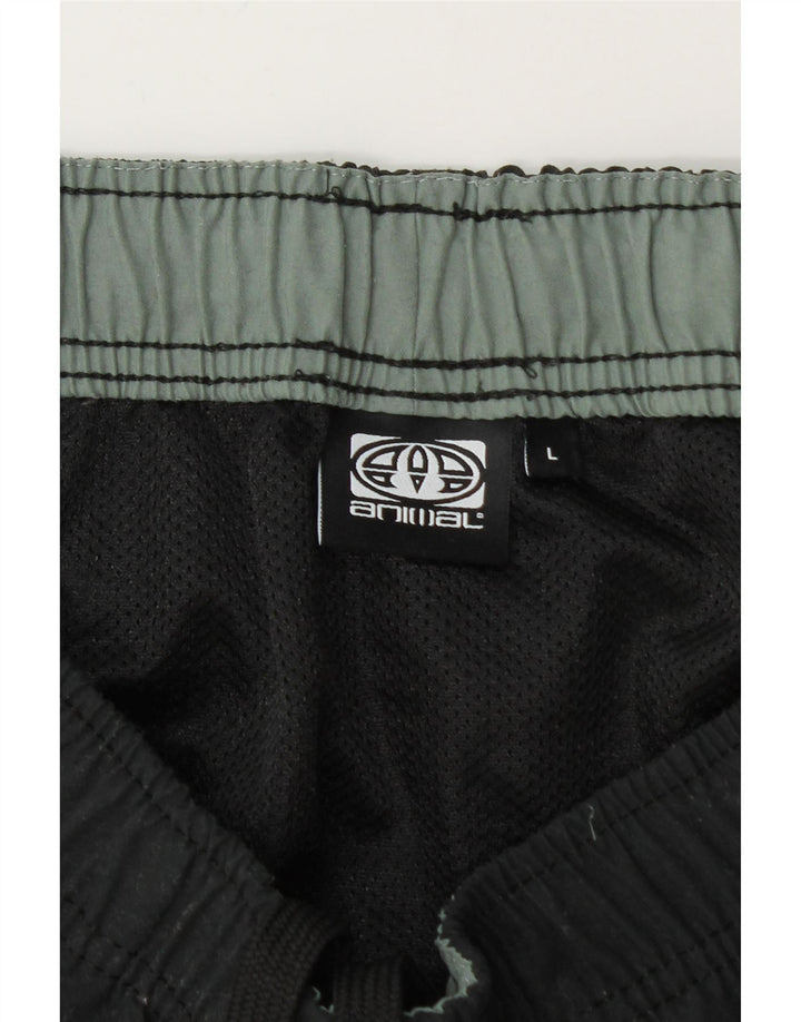 ANIMAL Mens Graphic Natação Shorts Grande Poliéster Preto