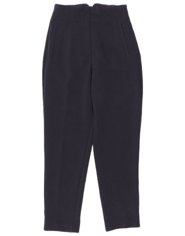 Zara Calça Cônica Feminina XS W24 L26 Azul Marinho Poliéster