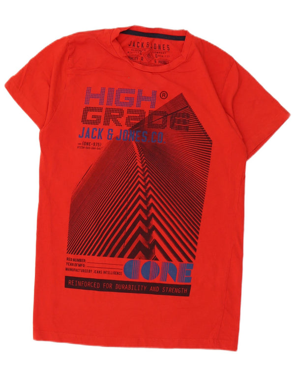 Camiseta gráfica masculina Jack & Jones Top médio algodão vermelho