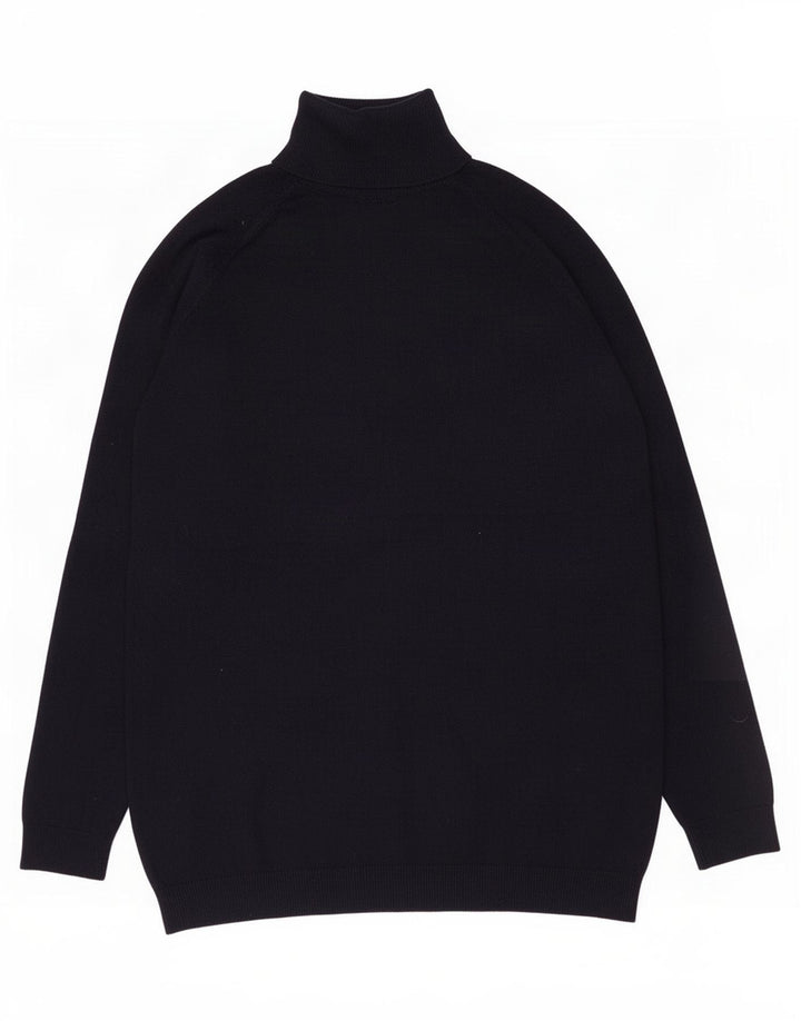 Zara Suéter masculino com gola redonda e viscose azul marinho médio