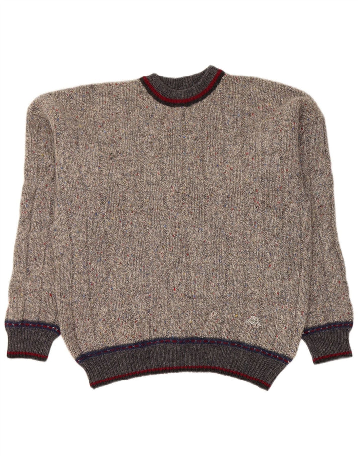 Suéter masculino Kappa com gola redonda XL lã virgem manchada cinza